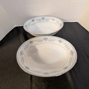 2  Vintage Contemporary Noritake Blue Hill 2482  Oval Serving Vegetable Bowl Lot